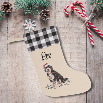 Personalized Labradoodle Christmas Stocking, Holiday Decor Gift for Pet Lovers
