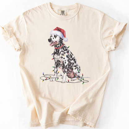 Dalmatian Christmas Lights Shirt, Festive Holiday Tee for Spotty Dog Lovers