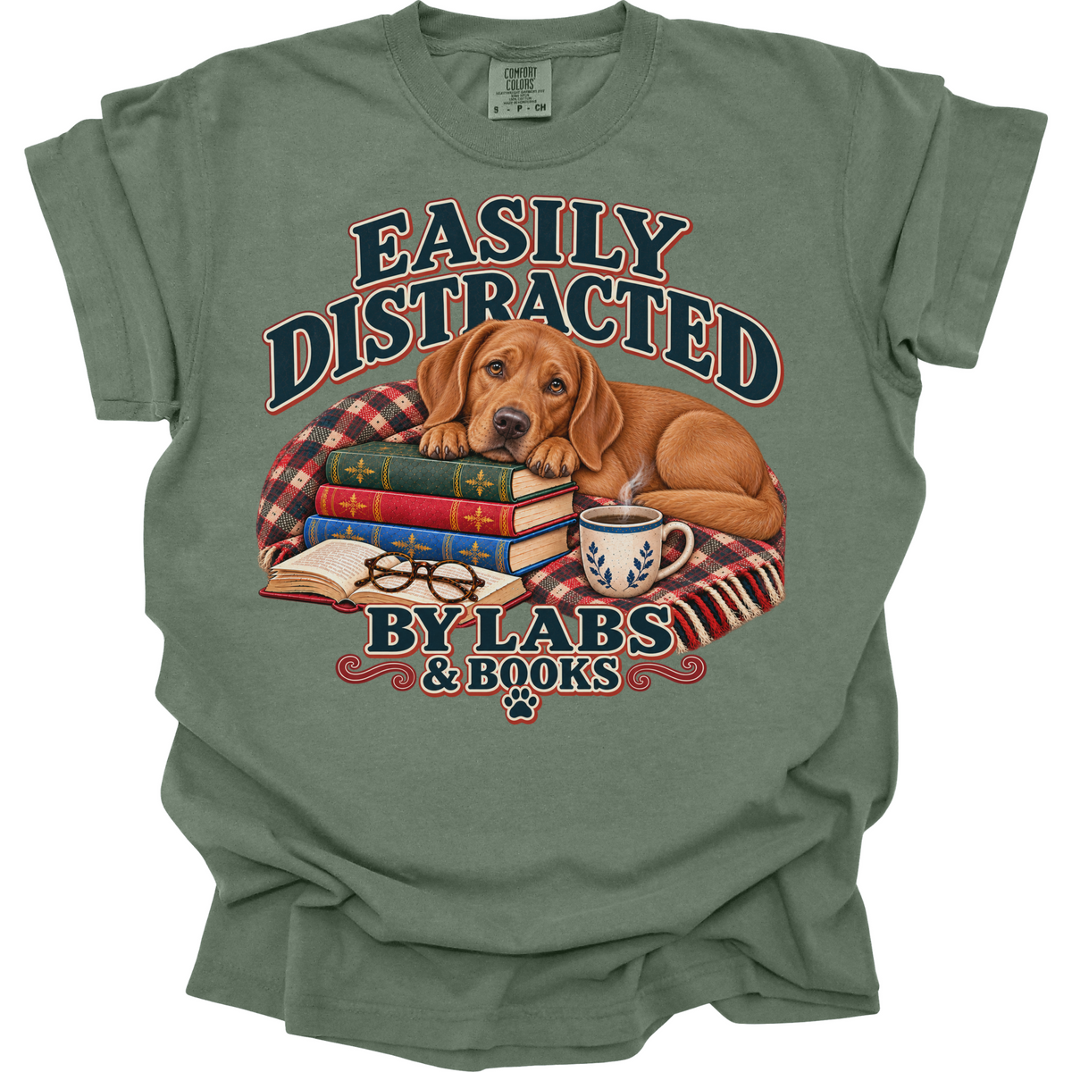 Fox Red Lab Shirt, Easily Distracted by Labs and Books, Labrador Mom Book Lover Tee