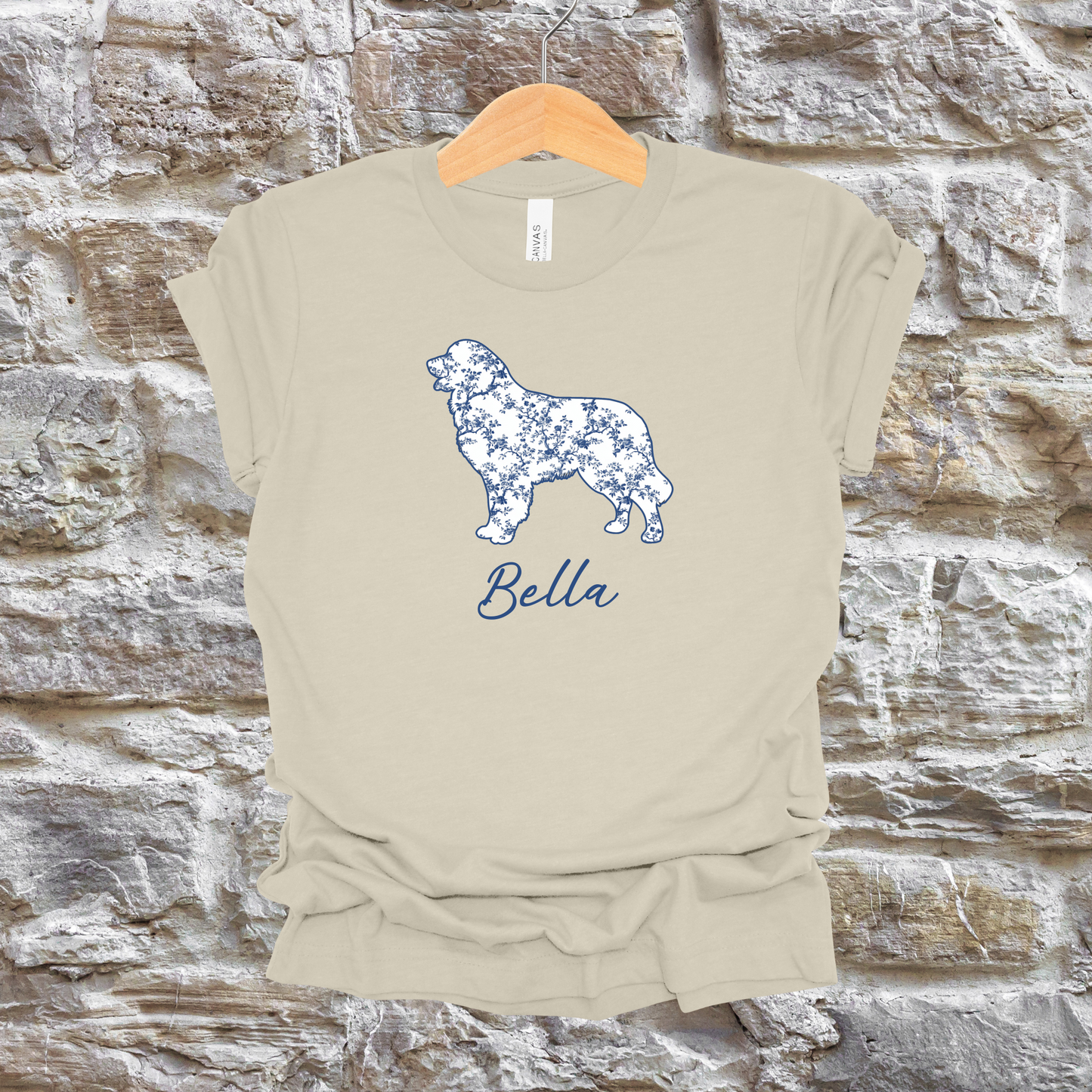 Custom Blue Floral Silhouette Dog Shirt/Hoodie/Tank - Personalize To Select Your Favorite Dog Breed