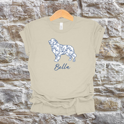 Custom Blue Floral Silhouette Dog Shirt/Hoodie/Tank - Personalize To Select Your Favorite Dog Breed