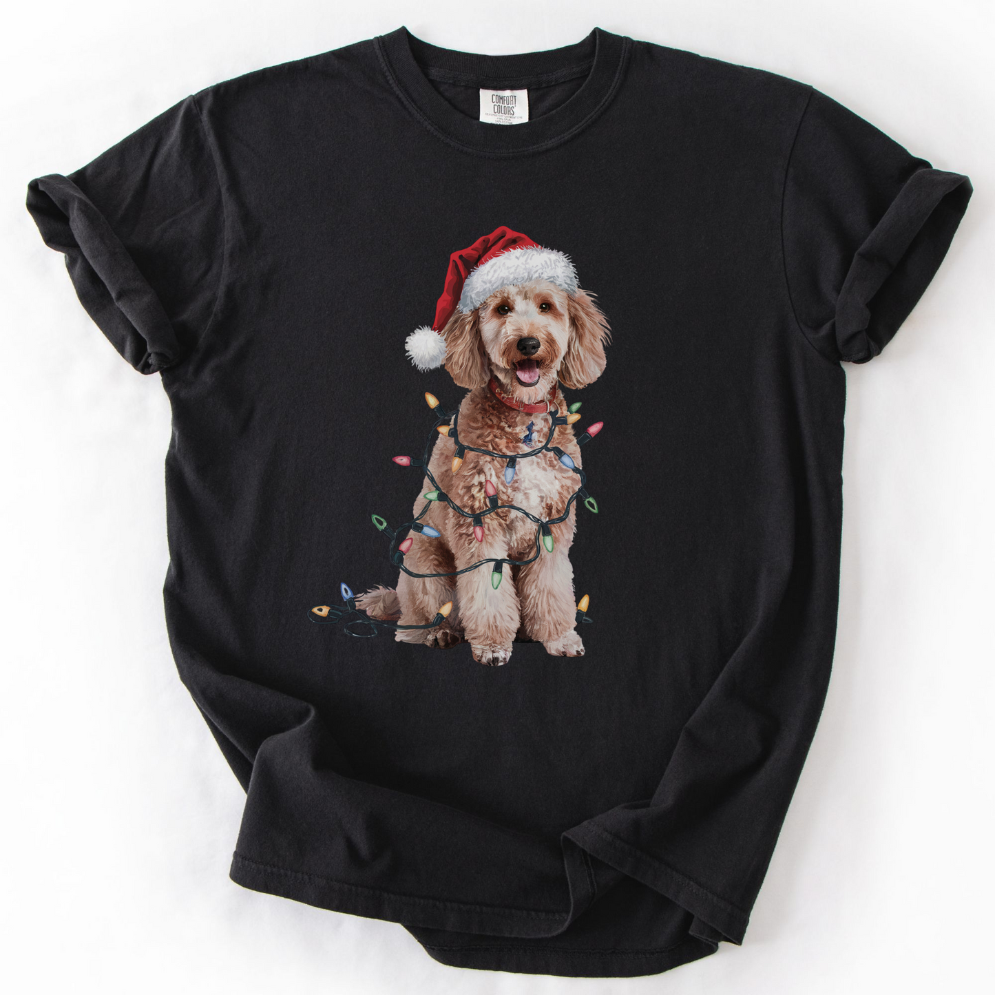 Christmas Poodle Shirt, Christmas Lights Dog Tee, Christmas Dog Tee, Poodle Mom Tshirt, Gift for Dog Lover, Poodle