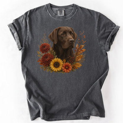Chocolate Labrador Autumn Floral Shirt