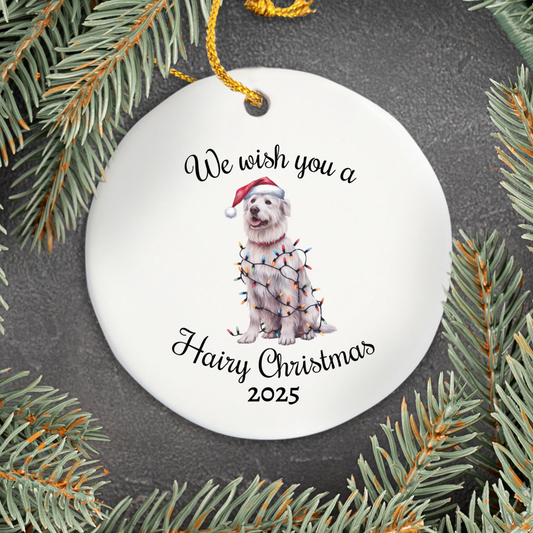 Christmas Kuvasz Ornament, Christmas Lights Dog Keepsake