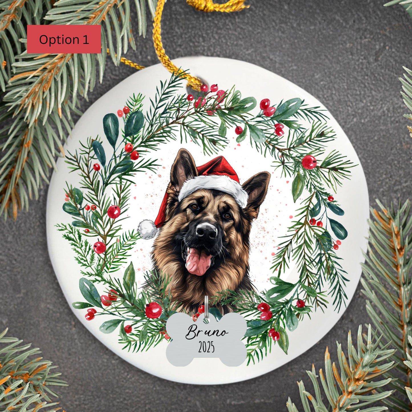 Personalized German Shepherd Christmas Ornament