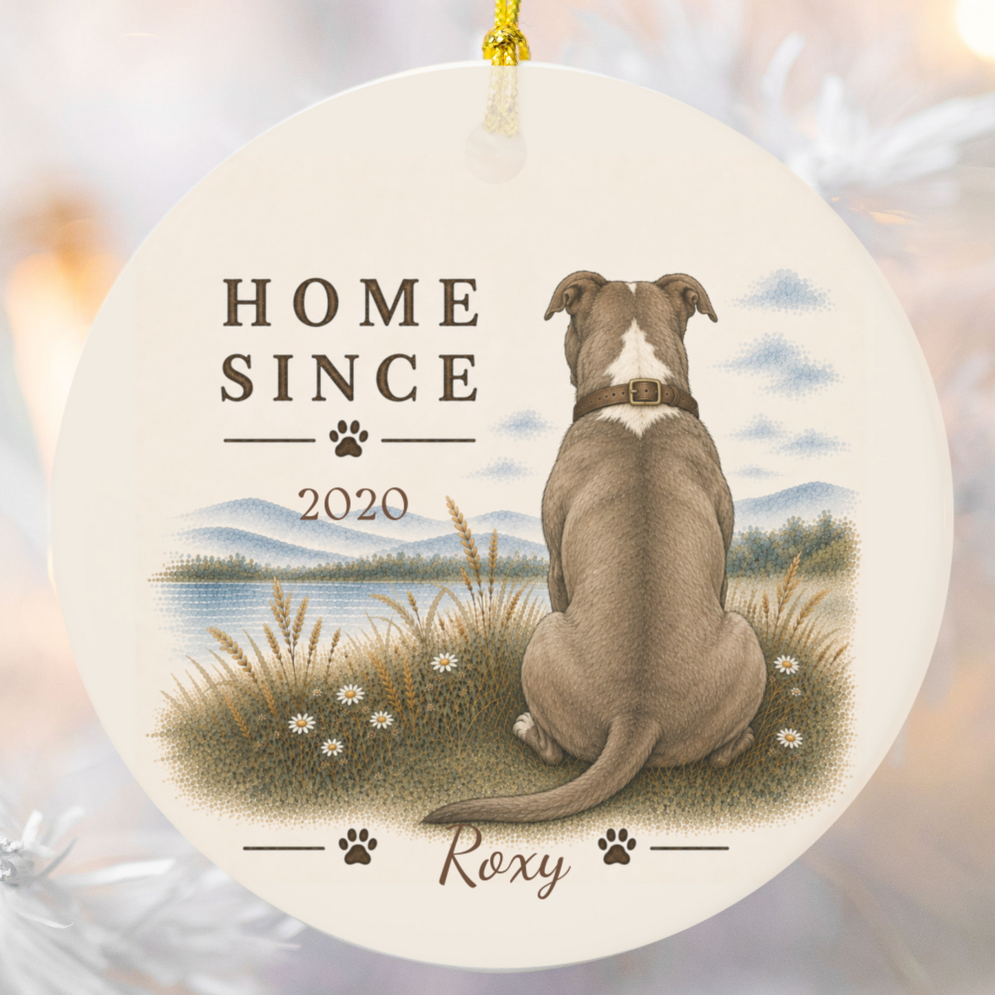 Personalized Pit Bull Ornament, Double Sided Gotcha Day Gift, Custom Dog Keepsake