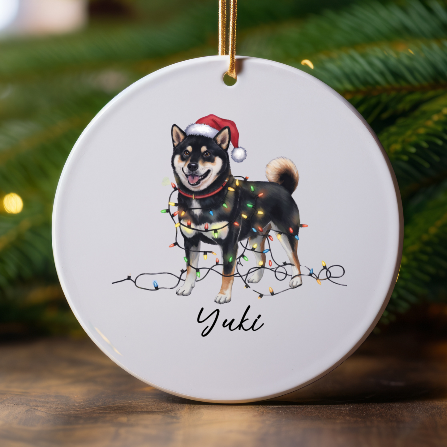 Personalized Black Shiba Inu Ornament, Custom Dog Lover Gift