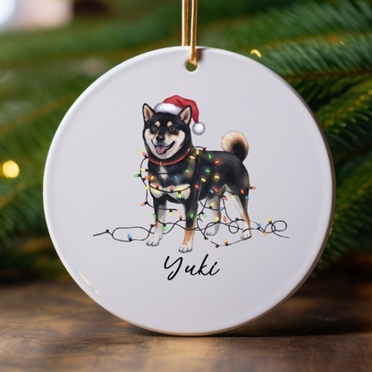 Personalized Black Shiba Inu Ornament, Custom Dog Lover Gift