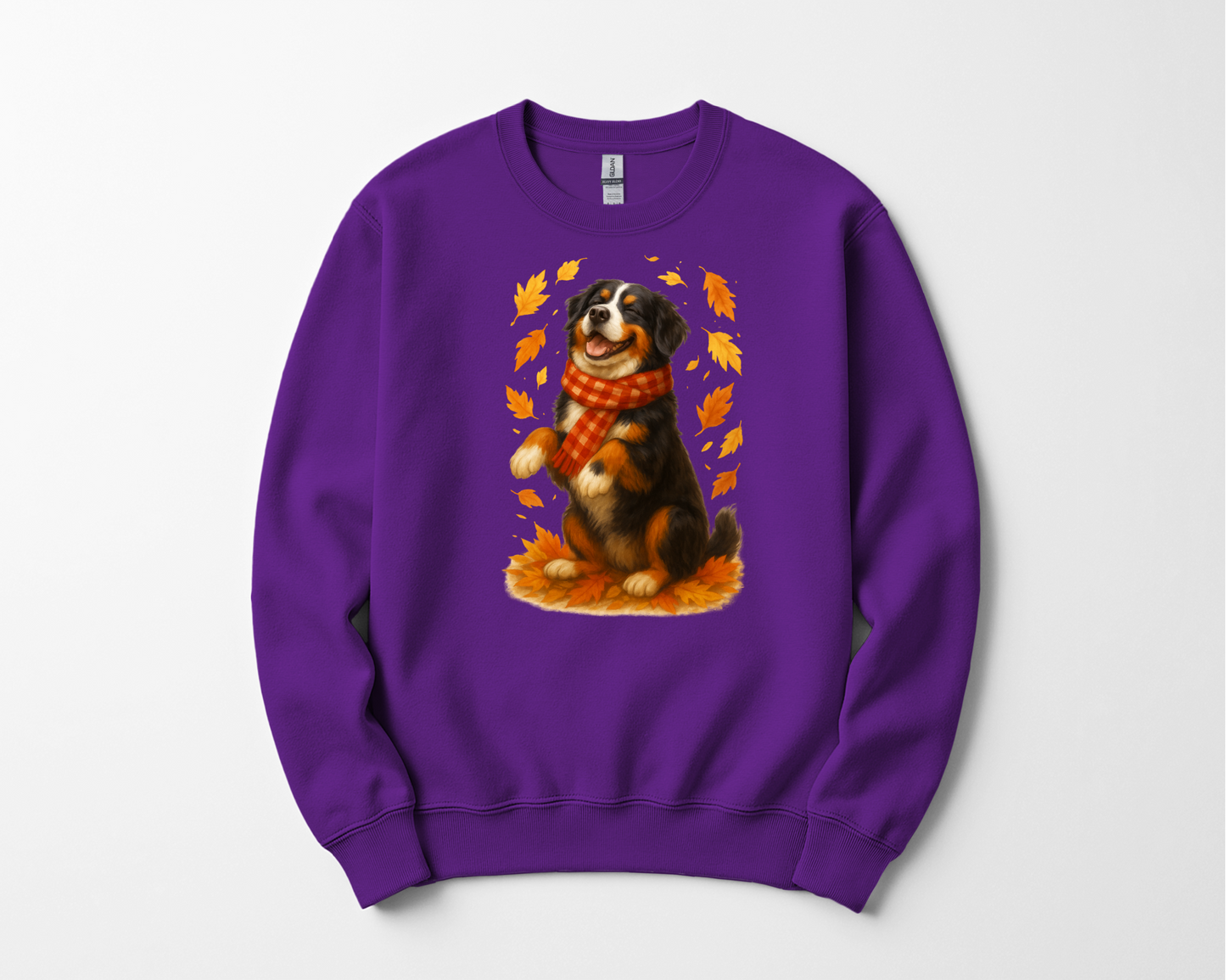 Bernese Mountain Dog Sweatshirt, Cozy Fall Dog Shirt, Cute Dog Sweater, Autumn Dog Lovers Gift, Dog in Leaves, Gift For Dog Moms