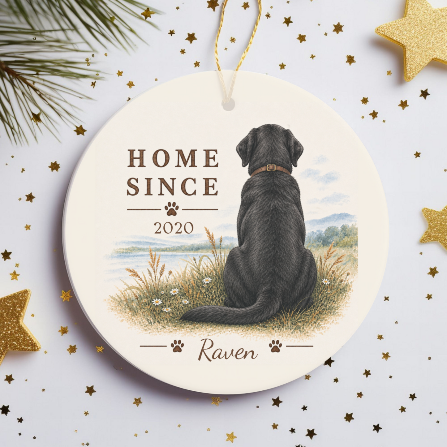 Personalized Black Lab Ornament, Double Sided Labrador Gotcha Day Gift, Custom Dog Keepsake