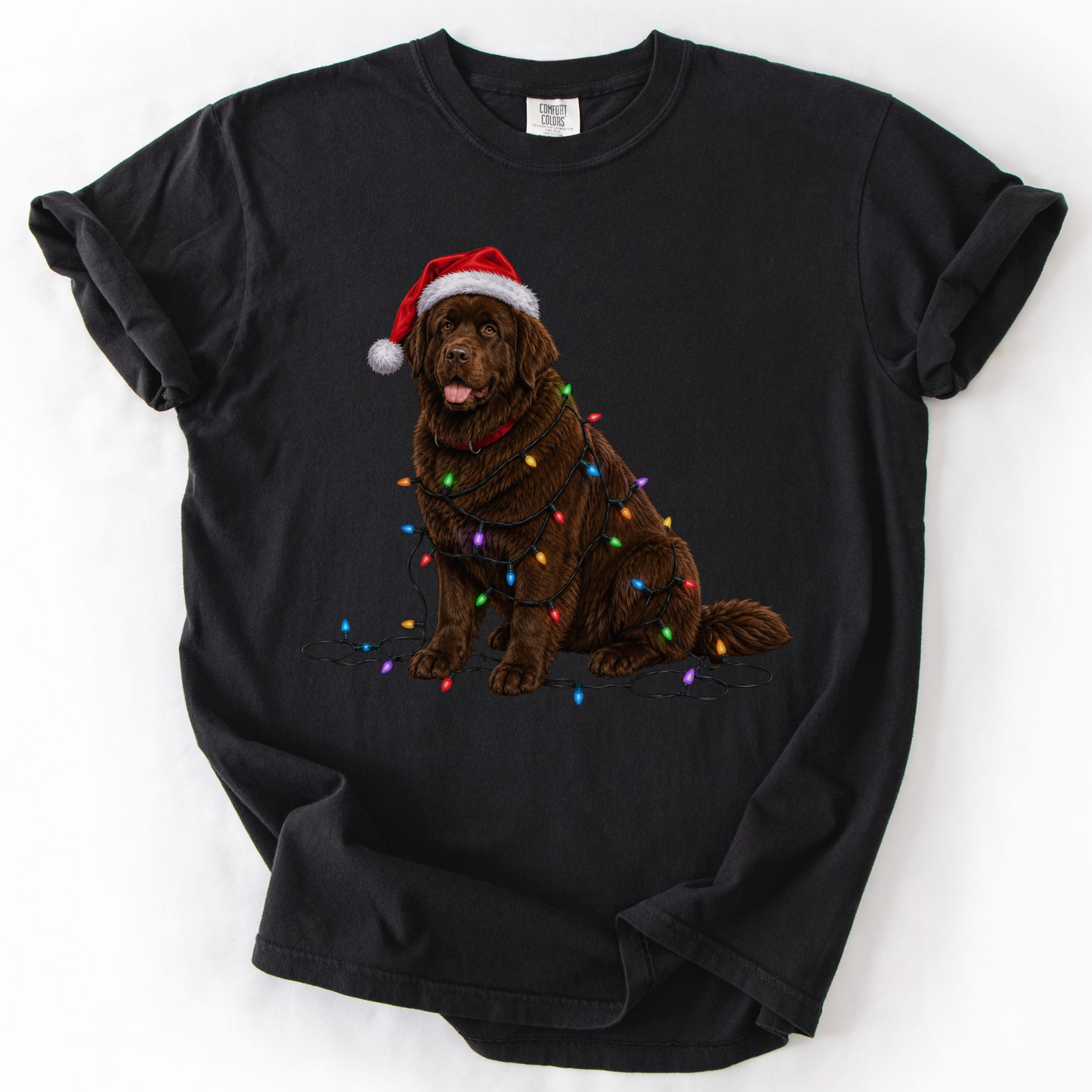 Chocolate Newfoundland Christmas Lights Shirt, Festive Holiday Tee for Newfie Lovers
