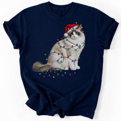 Ragdoll Cat Christmas Lights Shirt, Comfort Colors Holiday Cat Lover Tee