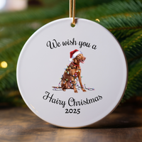 Load image into Gallery viewer, Christmas Vizsla Ornament, Christmas Lights Dog Keepsake
