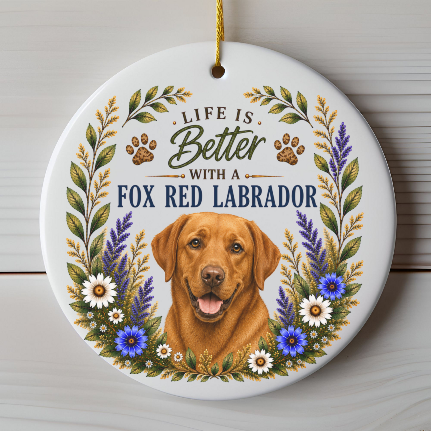 Fox Red Lab Ornament - Life Is Better