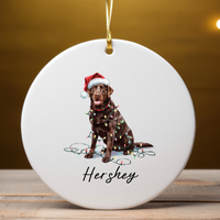 Load image into Gallery viewer, Chocolate Labrador Retriever Ornament, Personalized Dog Christmas Decor
