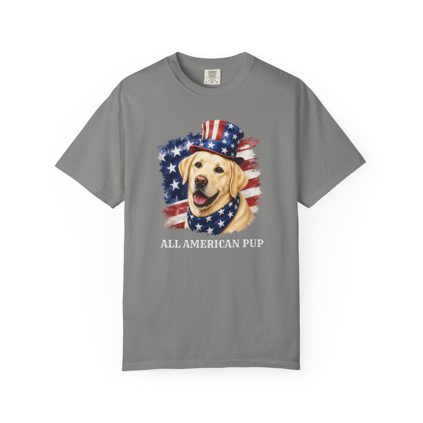 Patriotic Yellow Lab All American Pup Shirt
