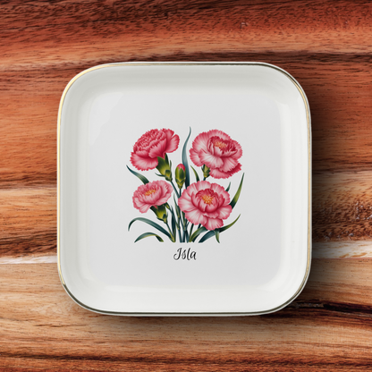 Personalized Birth Flower Jewelry Dish
