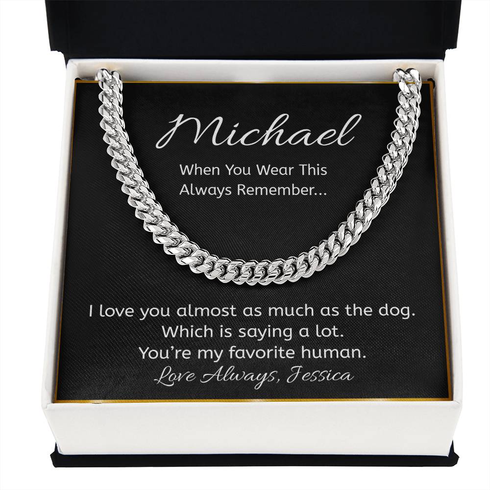 “Favorite Human” Dog Lover Gift Personalized Message Card Necklace