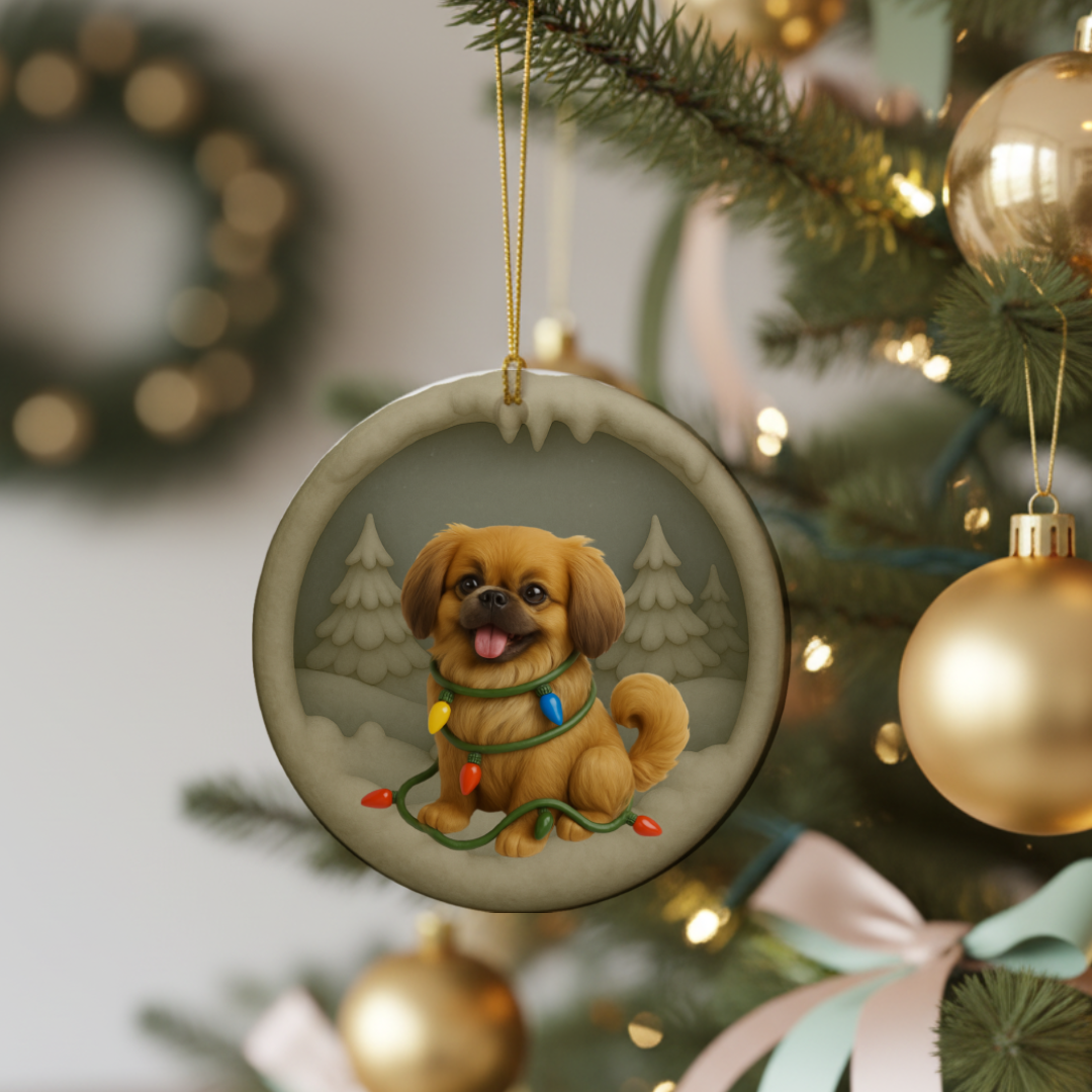 Personalized Pekingese Christmas 3D Clay-Style Dog Keepsake