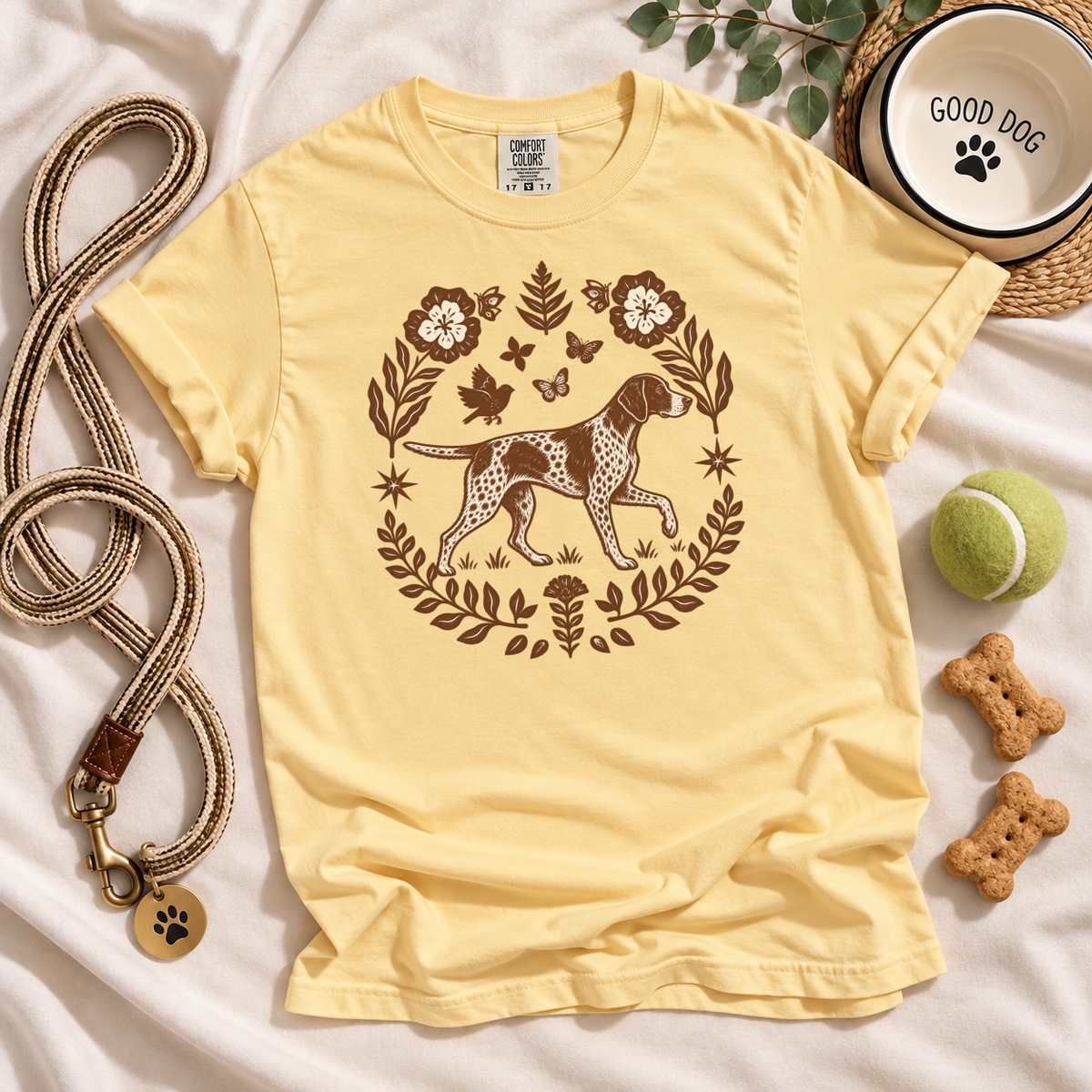 German Shorthaired Pointer Comfort Colors Shirt, Folk Art GSP Tee, Hunting Dog Gift