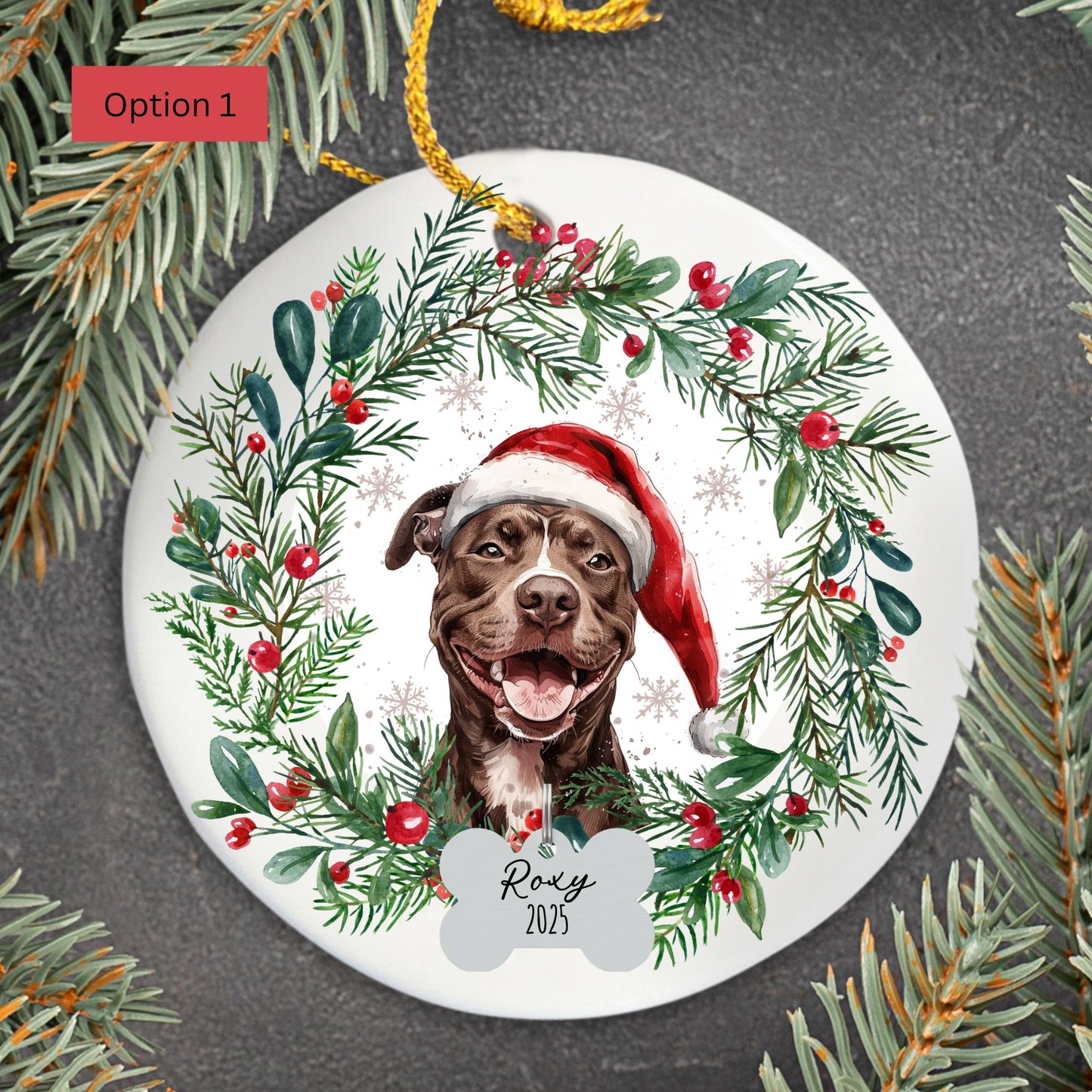 Personalized Pitbull Christmas Ornament