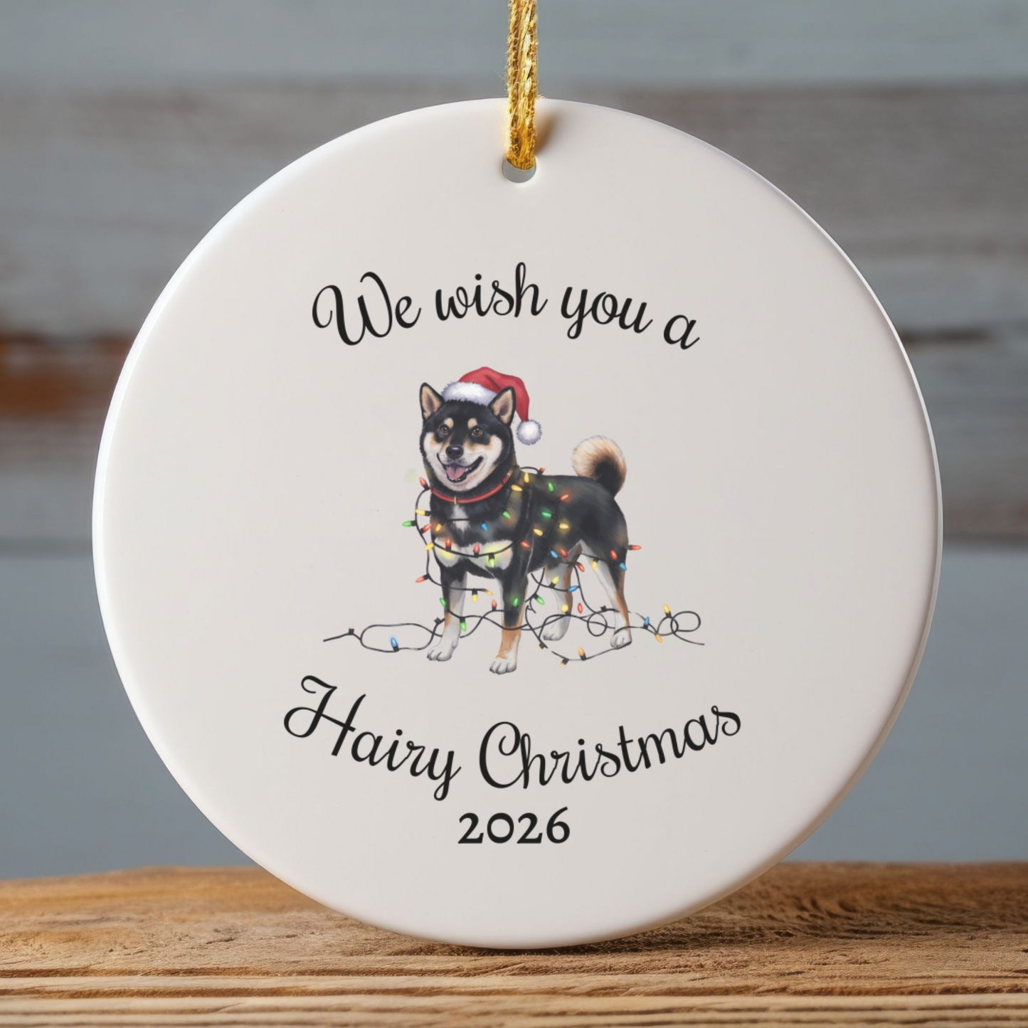 Christmas Black Shiba Inu Ornament, Christmas Lights Dog Keepsake