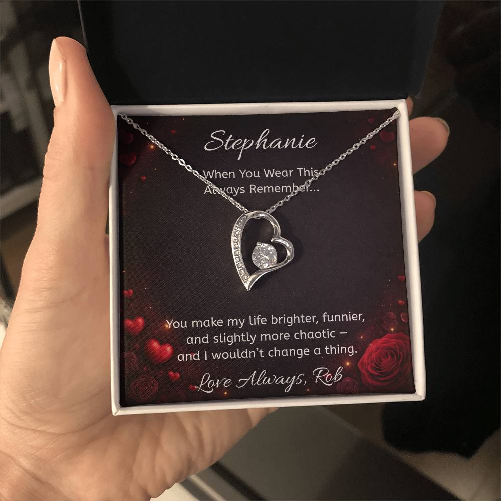 Personalized Heart Necklace with Hearts Message Card