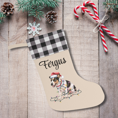 Personalized Rat Terrier Christmas Stocking, Holiday Decor Gift for Pet Lovers