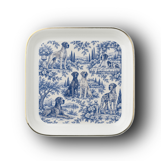Great Dane Jewelry Dish, Blue Toile Dog Ring Dish, Great Dane Mom Gift, Trinket Tray