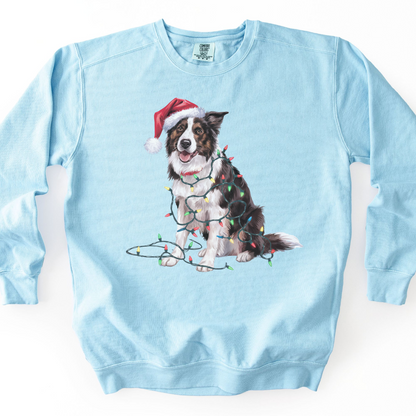 Border Collie Christmas Lights Sweatshirt