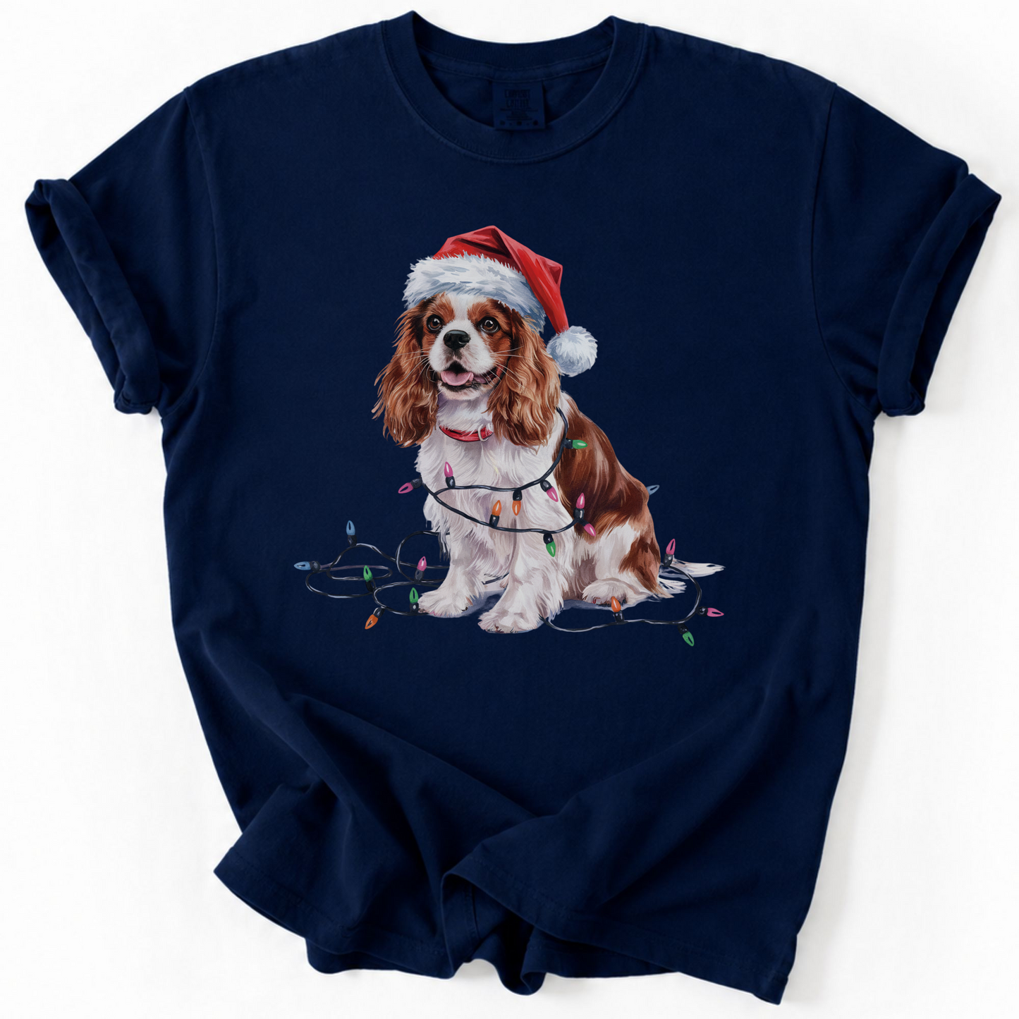 Christmas Cavalier King Charles Spaniel Shirt, Christmas Lights Dog Tee, Christmas Dog Tee, Cavalier Spaniel Mom Tshirt, Gift for Dog Lover