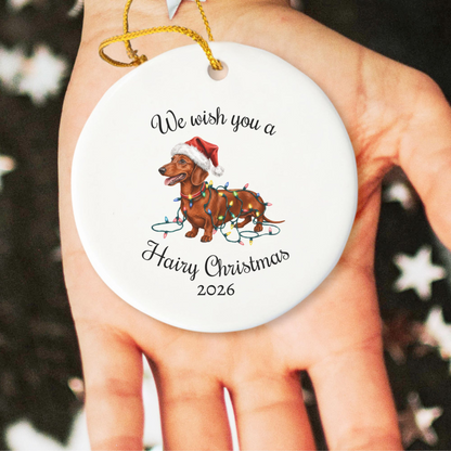 Red Dachshund Christmas Lights Ornament