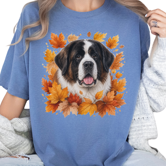 Personalized Dog Photo Fall Shirt Custom Pet Portrait Comfort Colors Autumn Tee
