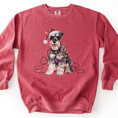 Schnauzer Christmas Lights Sweatshirt, Festive Dog Lover Apparel, Holiday Pet Sweater