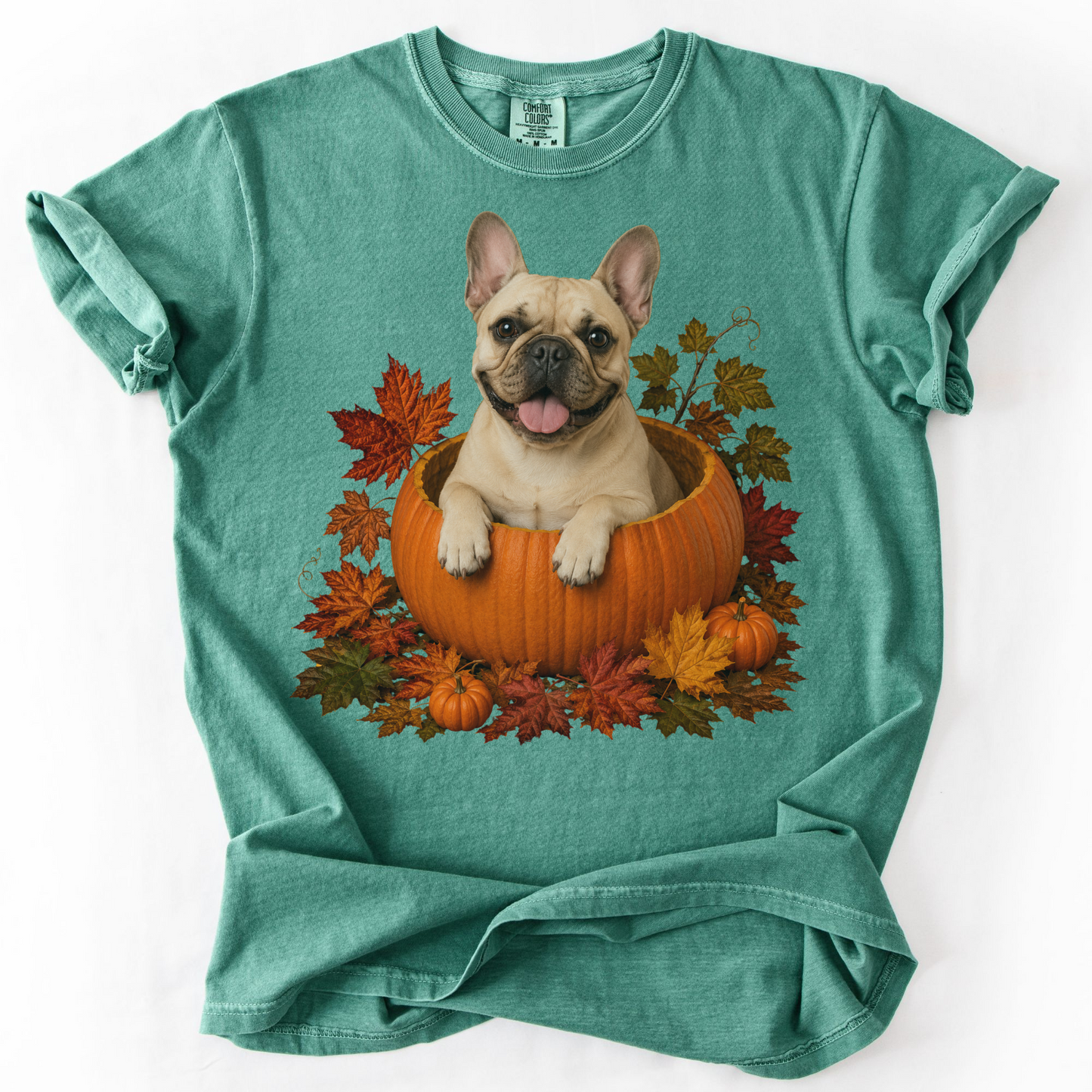 Fawn French Bulldog in Pumpkin Fall Shirt, Cute Autumn Dog Tee for Frenchie Lovers