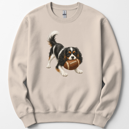 Tricolor Cavalier King Charles Spaniel Football Sweatshirt, Cute Game Day Crewneck for Pet Owners