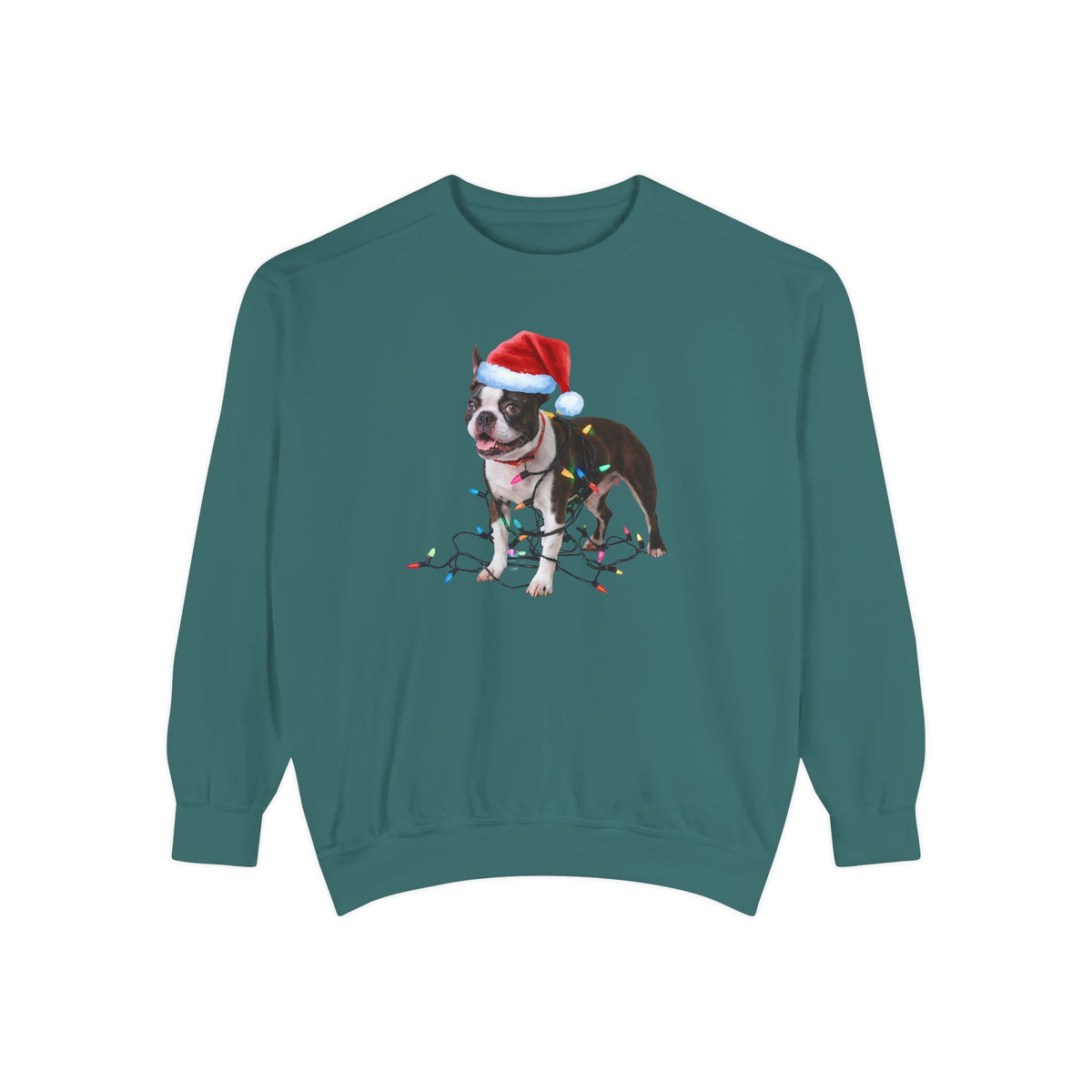 Christmas Boston Terrier Sweatshirt, Christmas Lights Dog