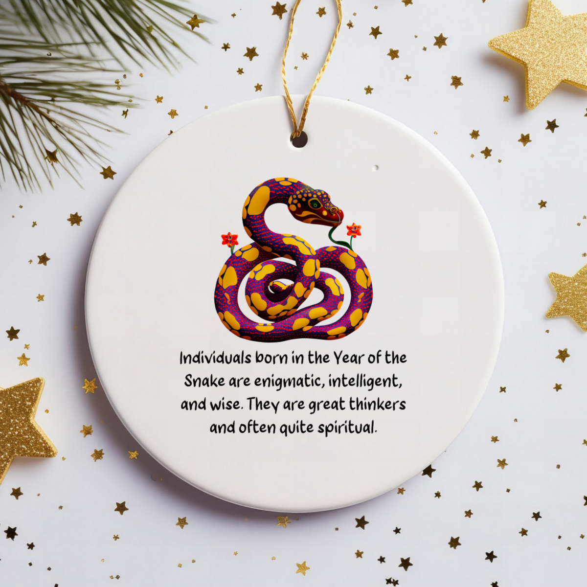 Chinese Zodiac Snake Ornament, Year of the Snake Horoscope Gift for Lunar New Year