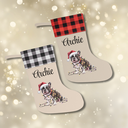Personalized French Bulldog Christmas Stocking, Holiday Decor Gift for Pet Lovers