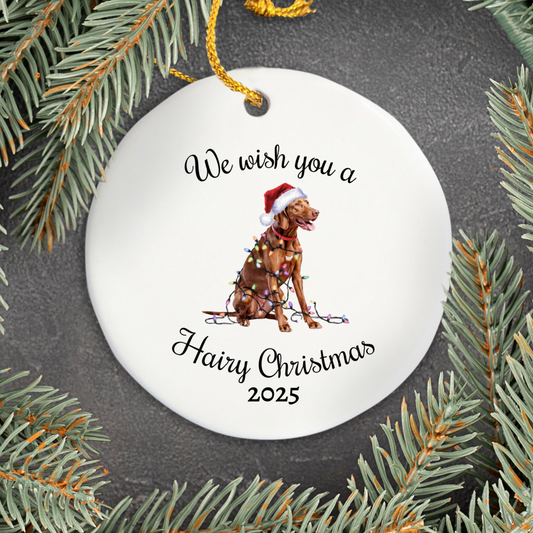 Christmas Vizsla Ornament, Christmas Lights Dog Keepsake