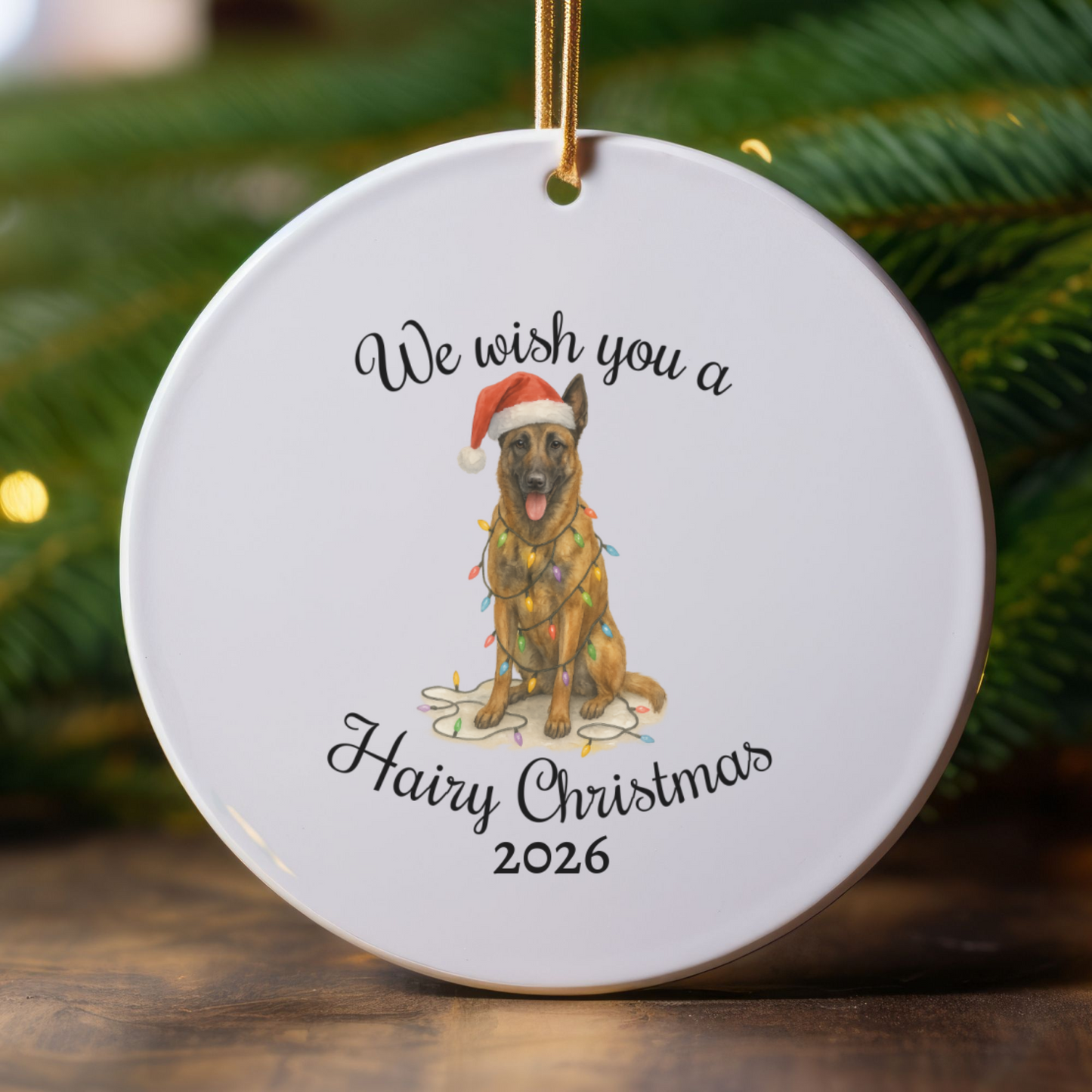 Christmas Belgian Malinois Ornament, Dog Lover Christmas Gift, Ceramic Tree Decoration, Holiday Keepsake, Personalized