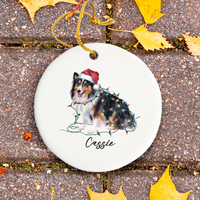 Load image into Gallery viewer, Personalized Shetland Sheepdog Ornament, Custom Dog Lover Gift
