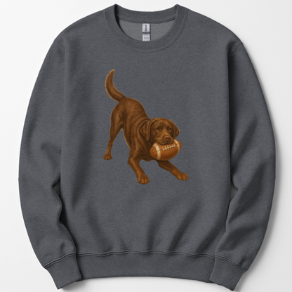 Chocolate Lab Football Sweatshirt Dog Lover Game Day Crewneck Labrador Mom Gift