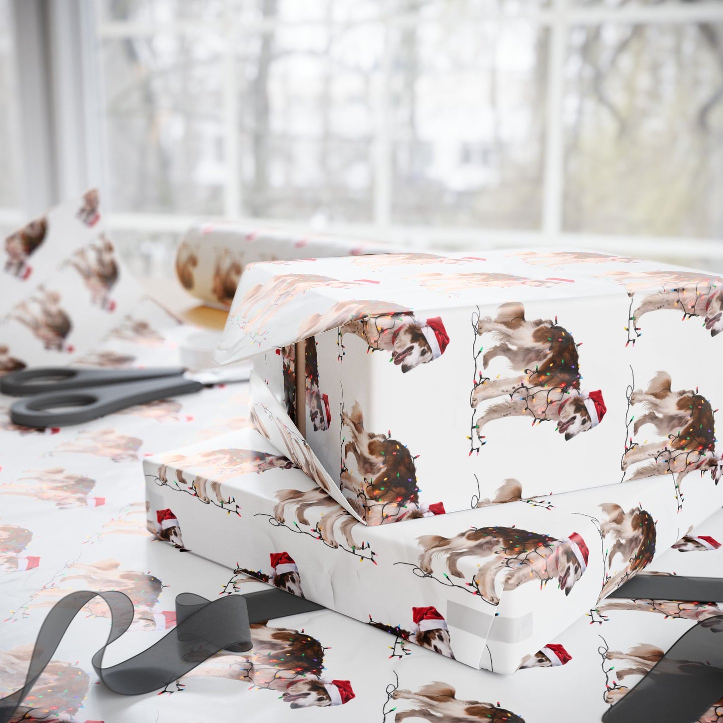 Borzoi Christmas Lights Wrapping Paper