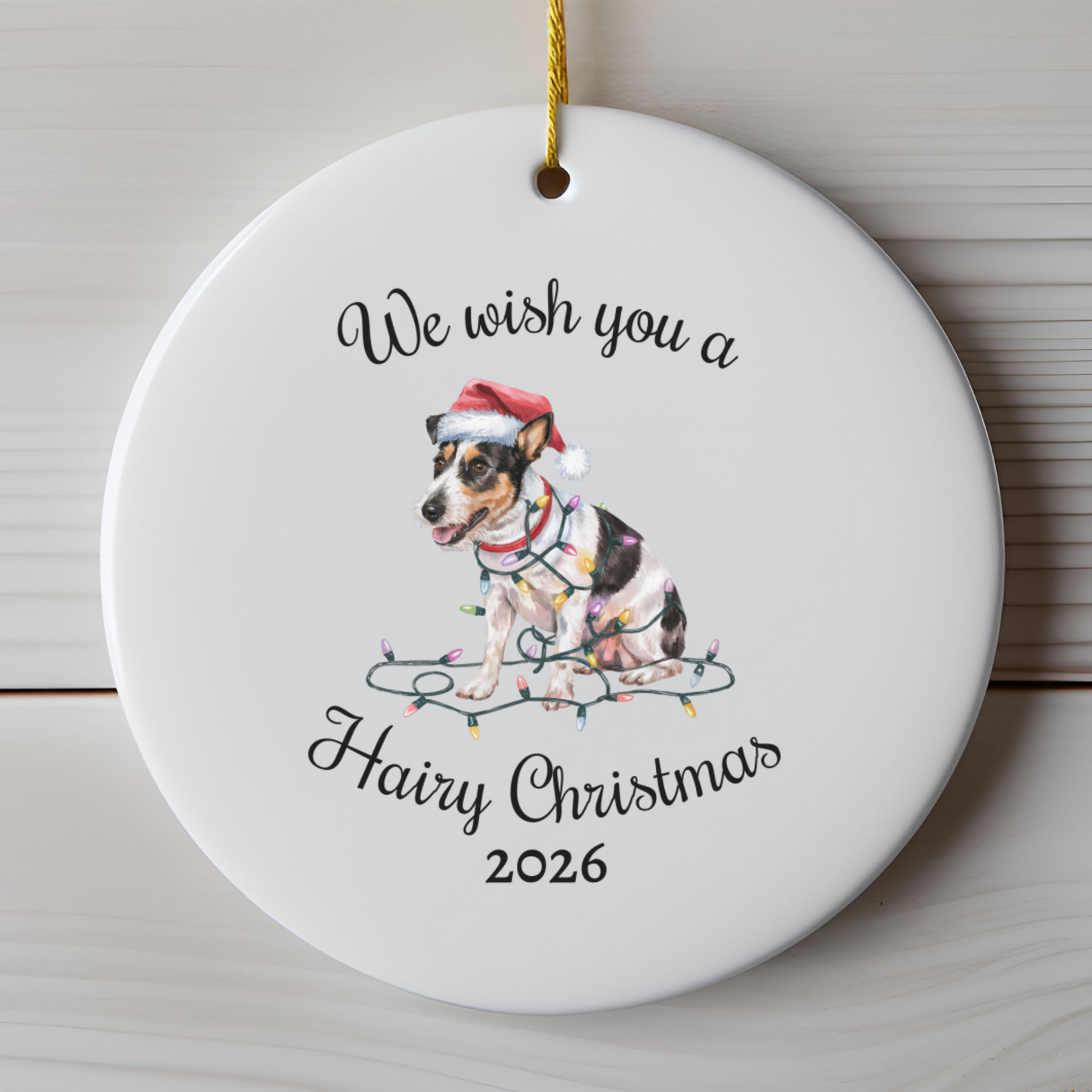 Christmas Rat Terrier Ornament, Christmas Lights Dog Keepsake