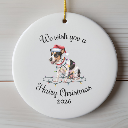 Christmas Rat Terrier Ornament, Christmas Lights Dog Keepsake