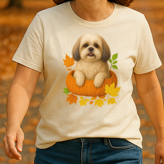 Shih Tzu Pumpkin Shirt, Cute Fall Dog Lover Tee on Comfort Colors 1717