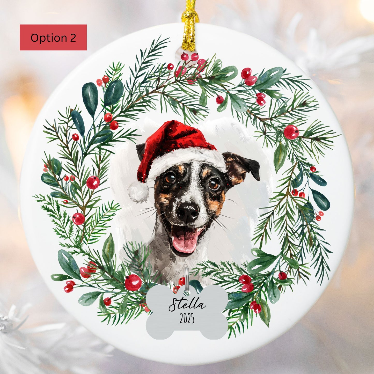 Personalized Smooth Fox Terrier Christmas Ornament