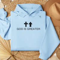 Load image into Gallery viewer, God Is Greater Shirt, Tank or Hoodie – Christian Apparel with Cross &amp; Arrow – Inspirational Faith-Based Gift for Women
