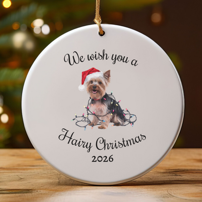 Christmas Yorkshire Terrier Ornament, Christmas Lights Dog Keepsake
